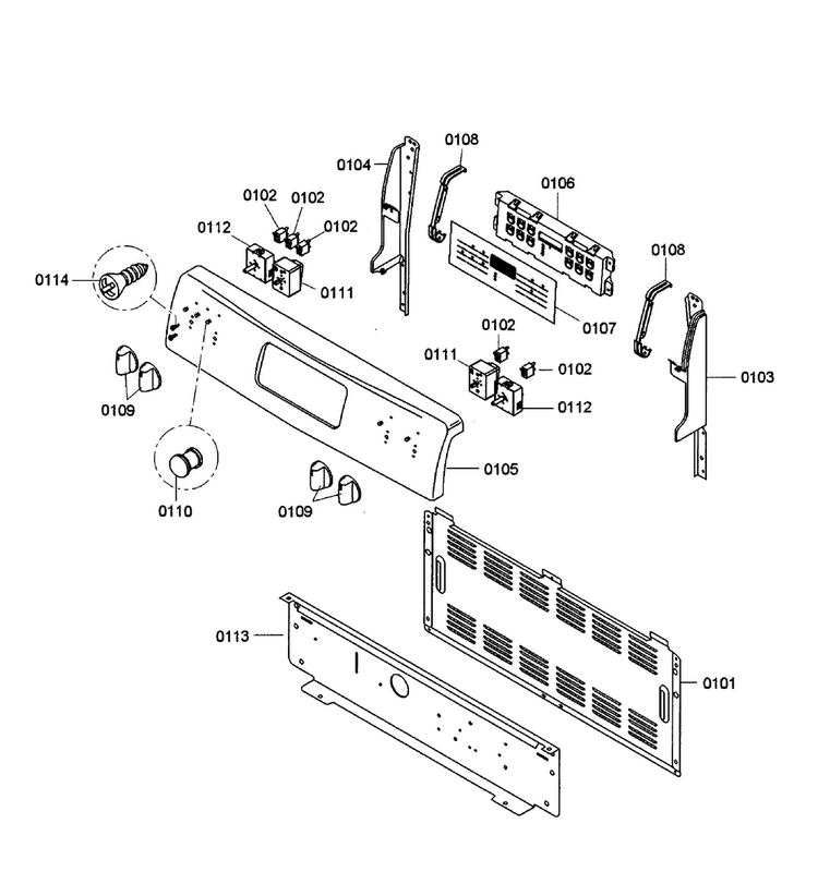 Control Panel Diagram and Parts List for HES3053U 02 Bosch Range