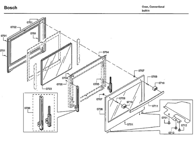 Door 2 Diagram and Parts List for HBL8661UC 02 Bosch Wall Oven