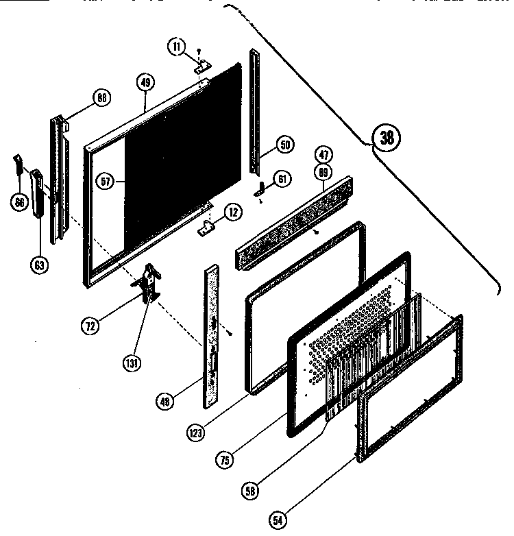 Microwave Food Cavity Door Diagram and Parts List for MTR217  Thermador Microwave