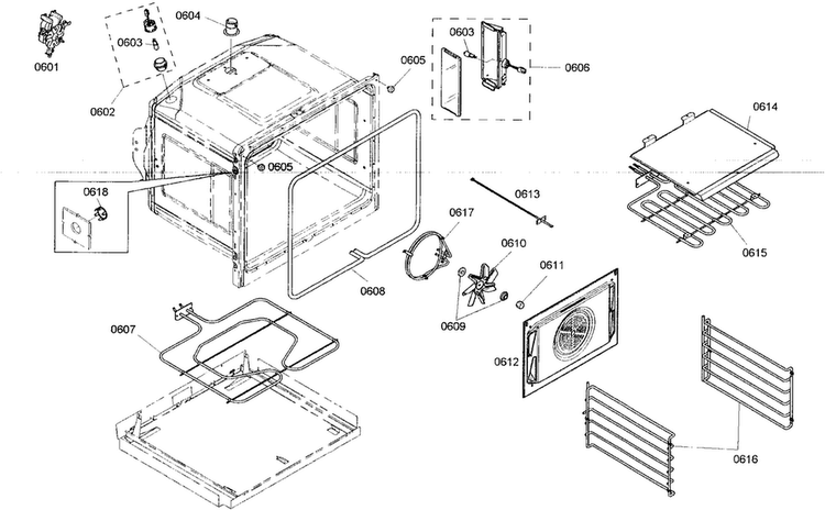 Bottom Oven Diagram and Parts List for MED272EB01  Thermador Wall Oven