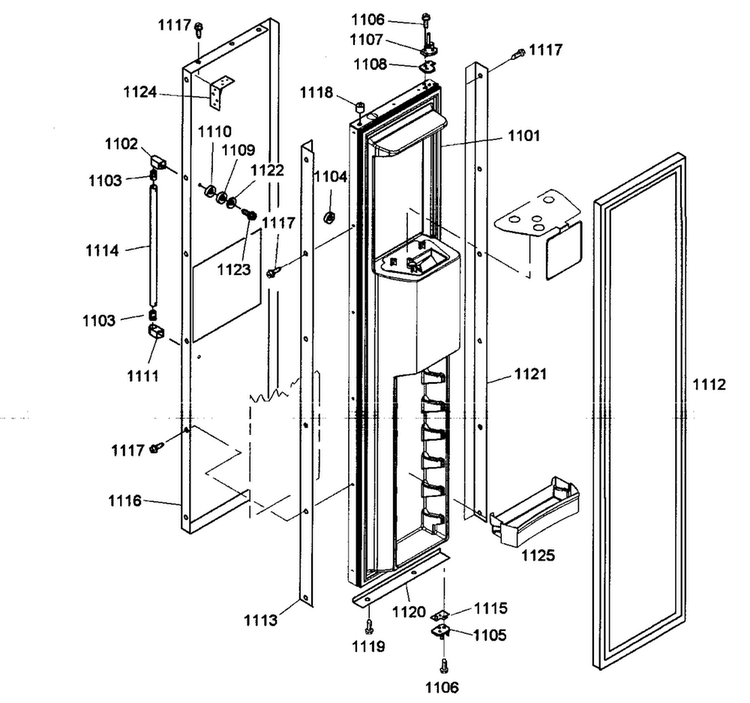 Freezer Door Diagram and Parts List for KBUDT4265E 01 Thermador Refrigerator
