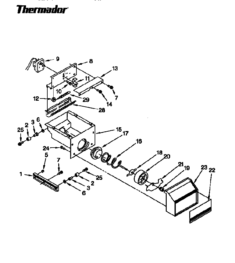 Ice Container Diagram and Parts List for TSS36DAW-06  Thermador Refrigerator