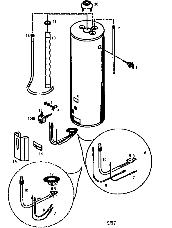 30 Gallon Diagram and Parts List for 153338360  Kenmore Water Heater