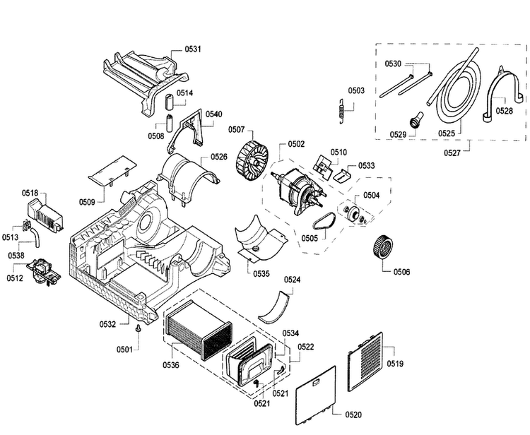 Motor Diagram and Parts List for WTB86200UC 06 Bosch Dryer