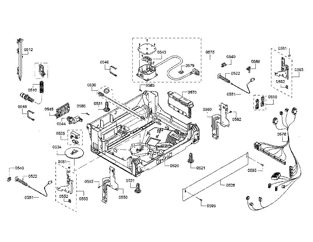 Base Diagram and Parts List for SHX863WD5N 01 Bosch Dishwasher