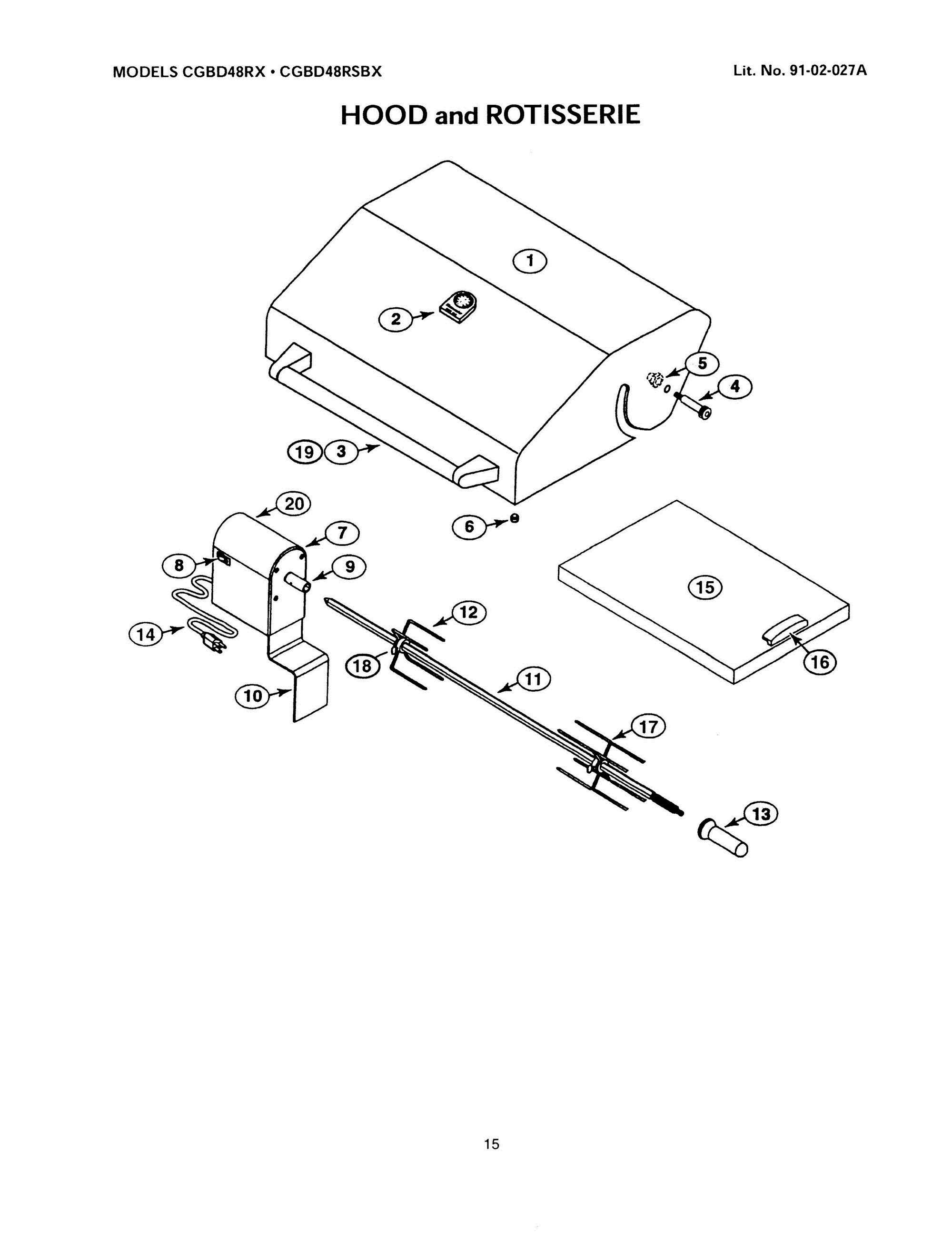 14 - HOOD AND ROTISSERIE Diagram and Parts List for CGBD48RX  Bosch Range
