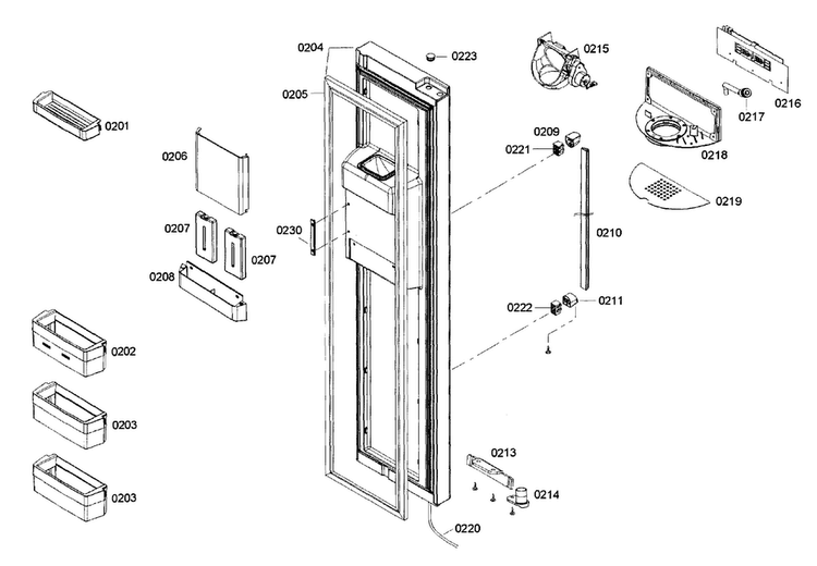 Door 1 Diagram and Parts List for B22CS50SNS 04 Bosch Refrigerator