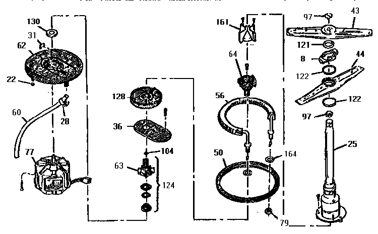 Motor Diagram and Parts List for WSK2300  Thermador Dishwasher