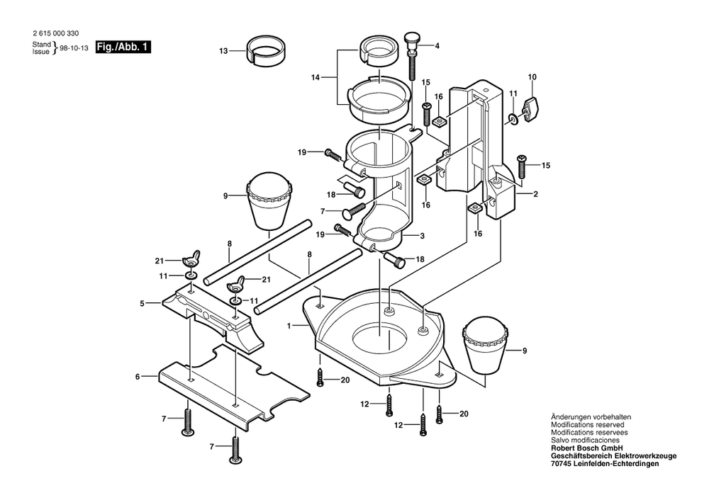 Diagram Diagram and Parts List for 2615000330  Bosch Router