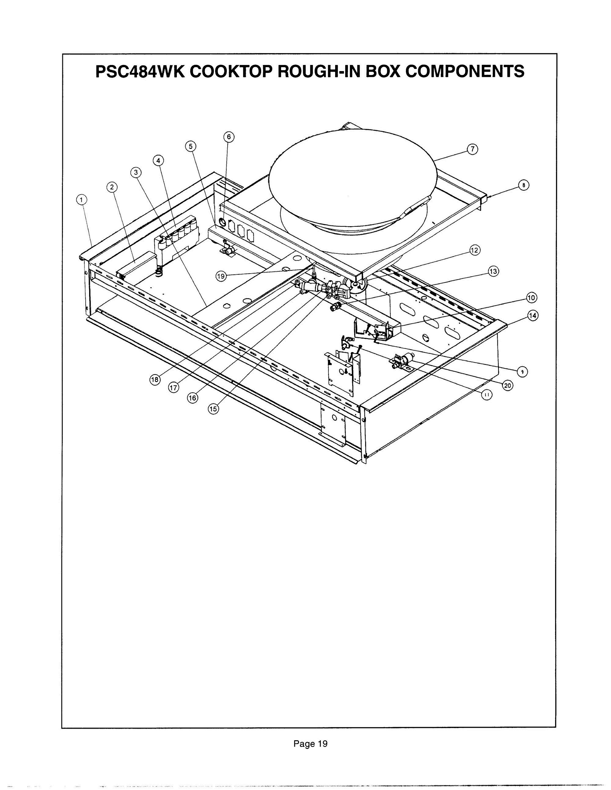 18 - PSC484WK COOKTOP ROUGH-IN BOX Diagram and Parts List for PSC366ZS  Bosch Cooktop