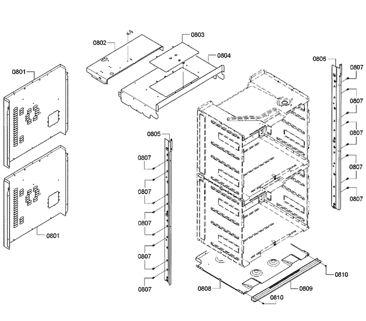 Frame & Cover Diagram and Parts List for HBLP651LUC 01 Bosch Wall Oven