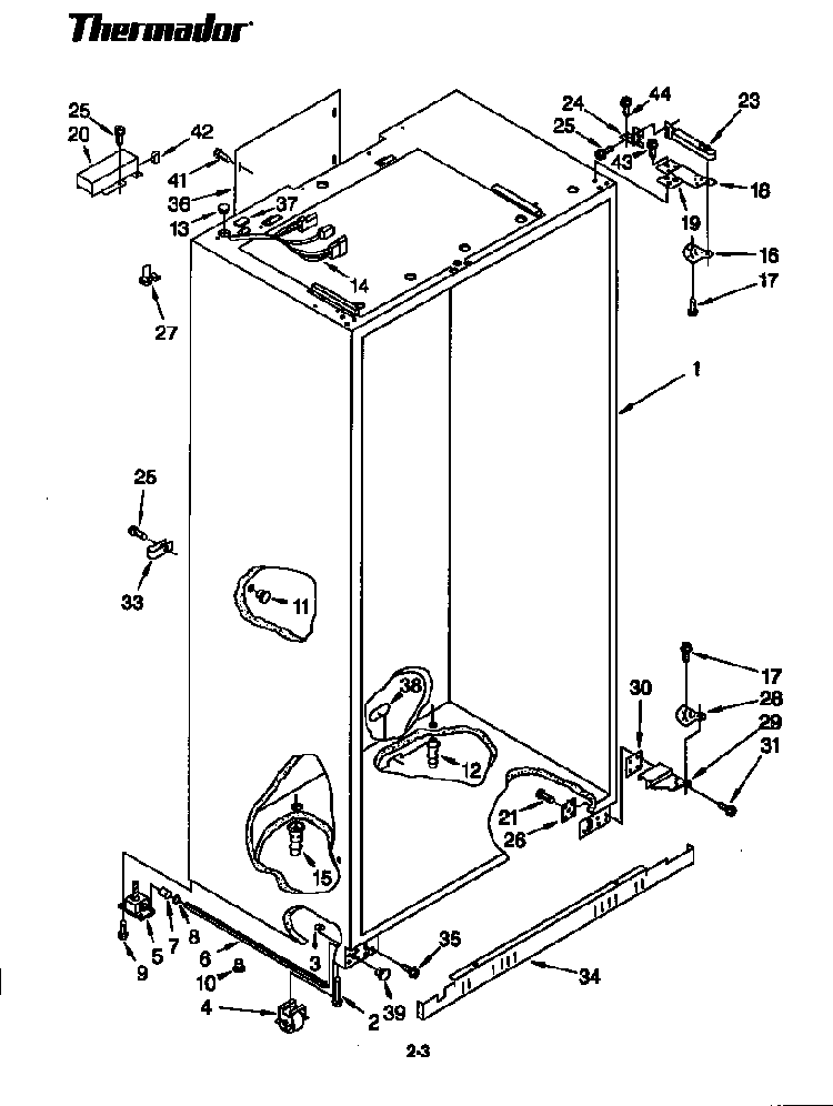 Cabinet Diagram and Parts List for TSS48DAW-06  Thermador Refrigerator