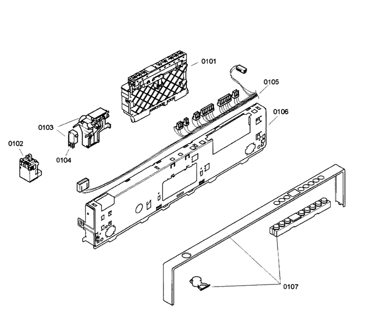 Control Panel Diagram and Parts List for SHX57C05UC 14 Bosch Dishwasher