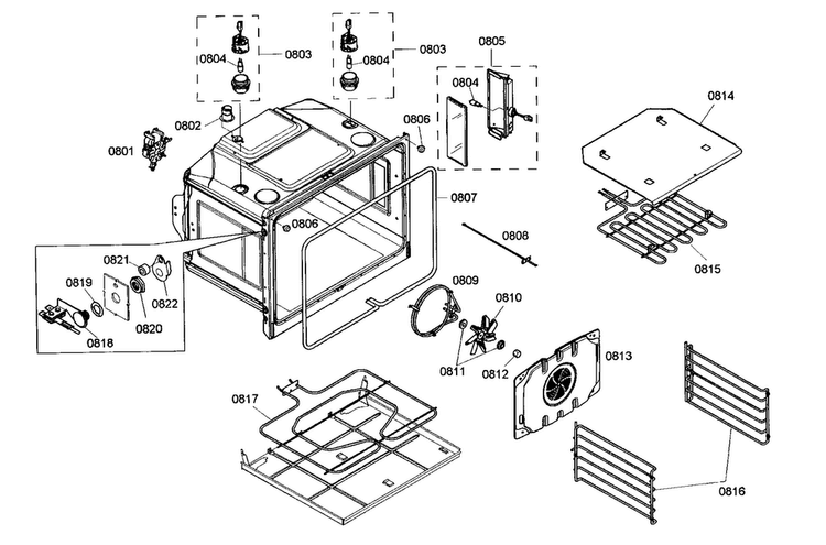 Oven Parts 1 Diagram and Parts List for MEMC301ES01  Thermador Microwave