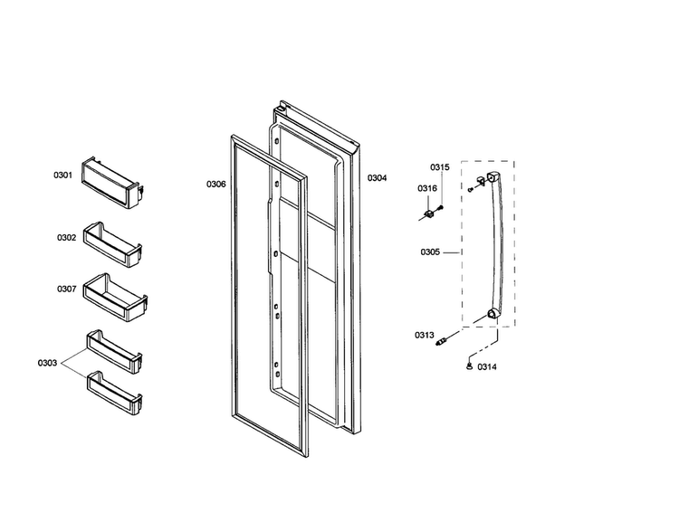 Refrigerator Door Diagram and Parts List for B20CS51SNW 02 Bosch Refrigerator