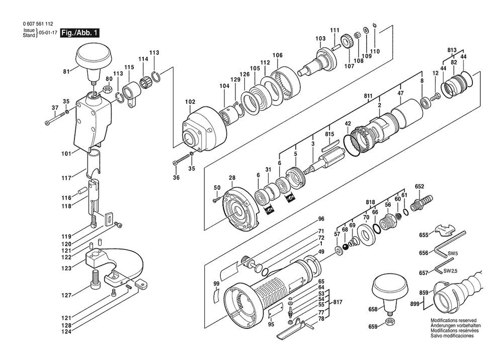 Section 1 Diagram and Parts List for SSE400W 0607561112 Bosch Nibbler & Shears