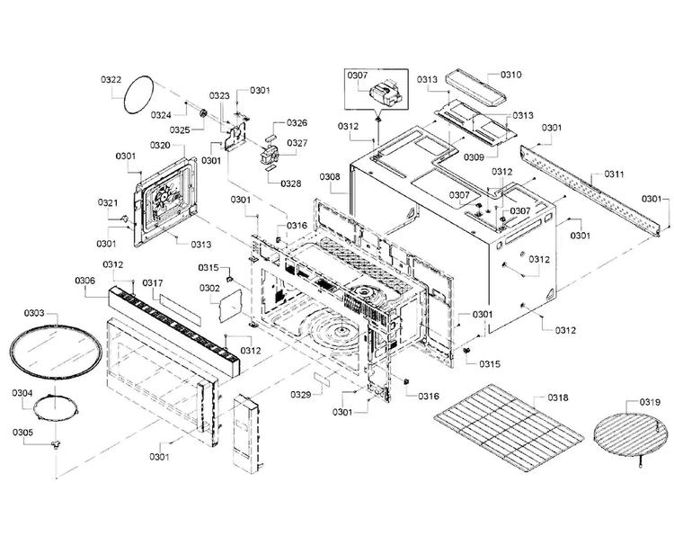 Cavity Diagram and Parts List for HMV8052U 02 Bosch Microwave