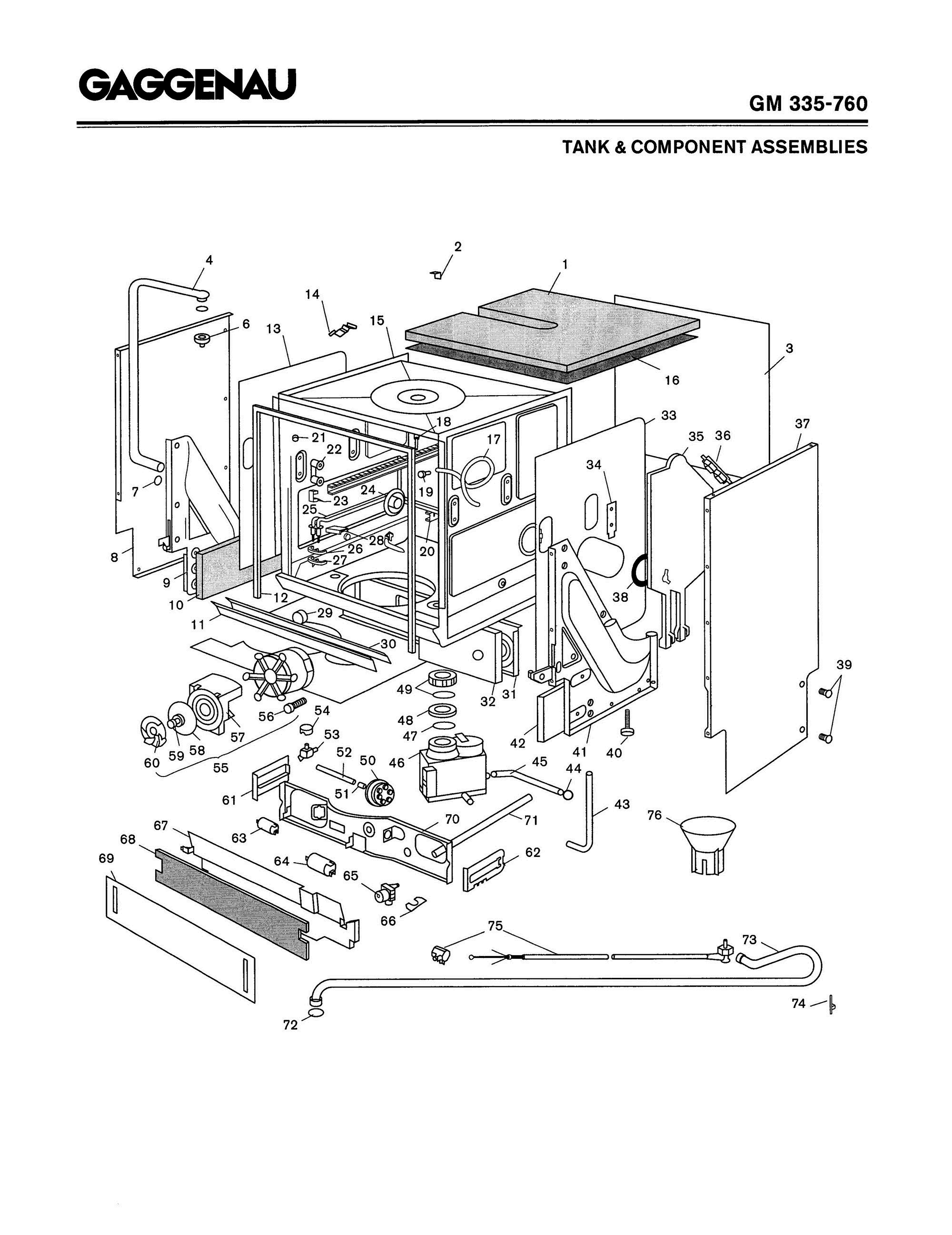 01 - TANK & COMPONENT ASSEMBLIES Diagram and Parts List for GM335-760  Bosch 