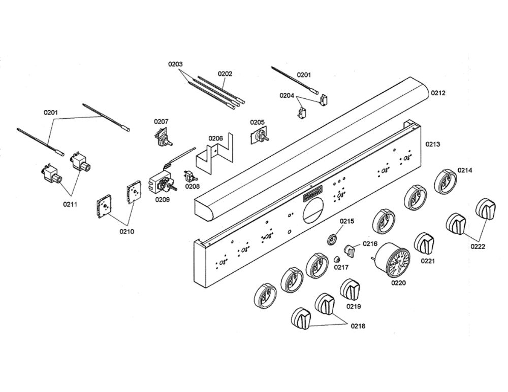 Facia Panel/Knobs/Thermostat Diagram and Parts List for PDR364GDZS 06 Thermador Range