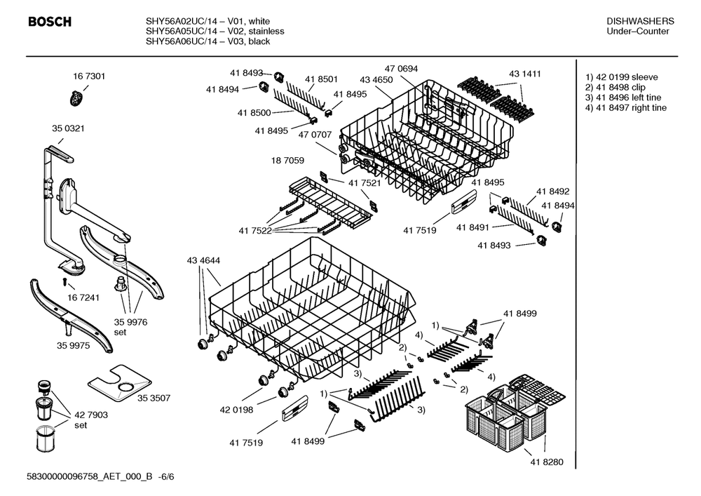 Diagram 6 Diagram and Parts List for SHY56A05UC-14  Bosch Dishwasher