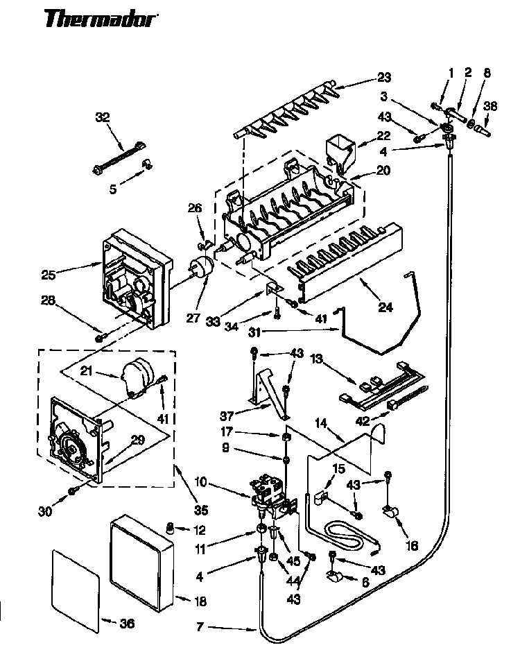 Ice Maker Diagram and Parts List for TSS48DAW-06  Thermador Refrigerator