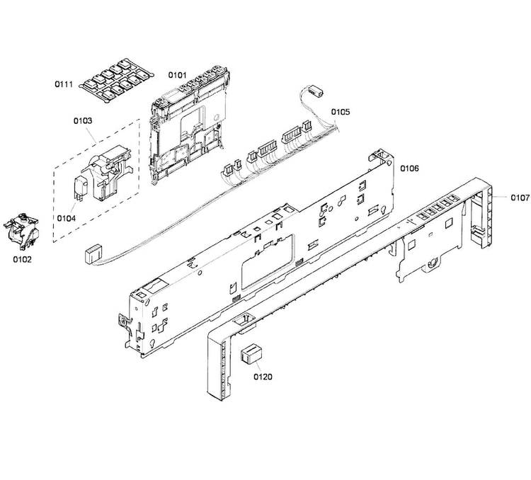 Control Panel Diagram and Parts List for DWHD410HFM 60 Thermador Dishwasher