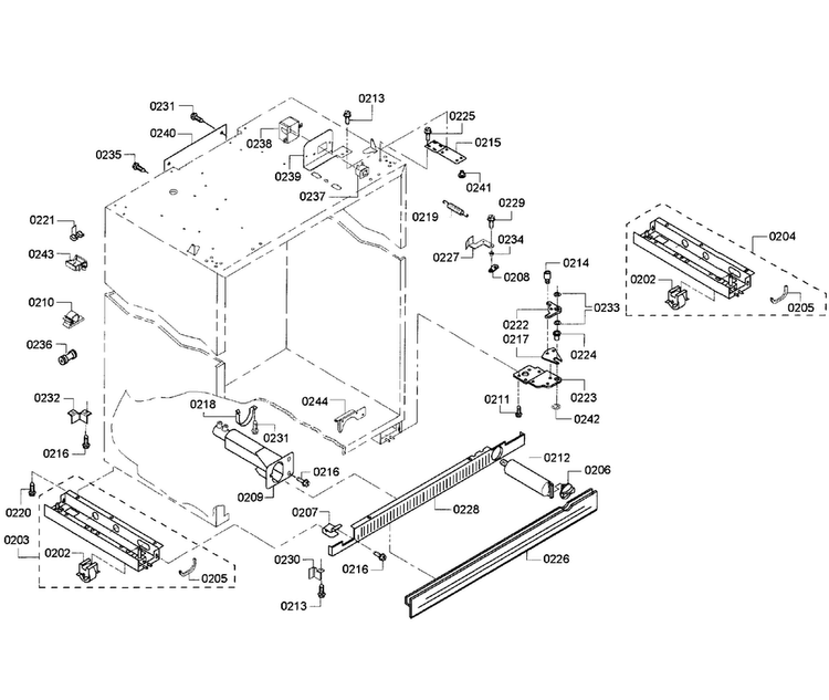 Cabinet 1 Diagram and Parts List for KBUDT4255E 05 Thermador Refrigerator