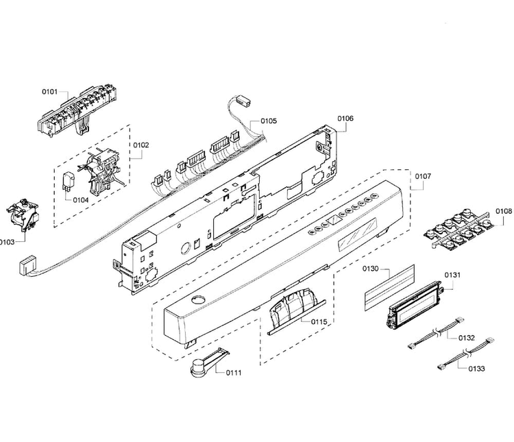 Control Panel Diagram and Parts List for SHE68R55UC 67 Bosch Dishwasher