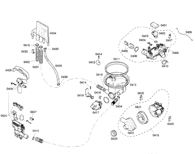 Pump Diagram and Parts List for SHX57C05UC 31 Bosch Dishwasher