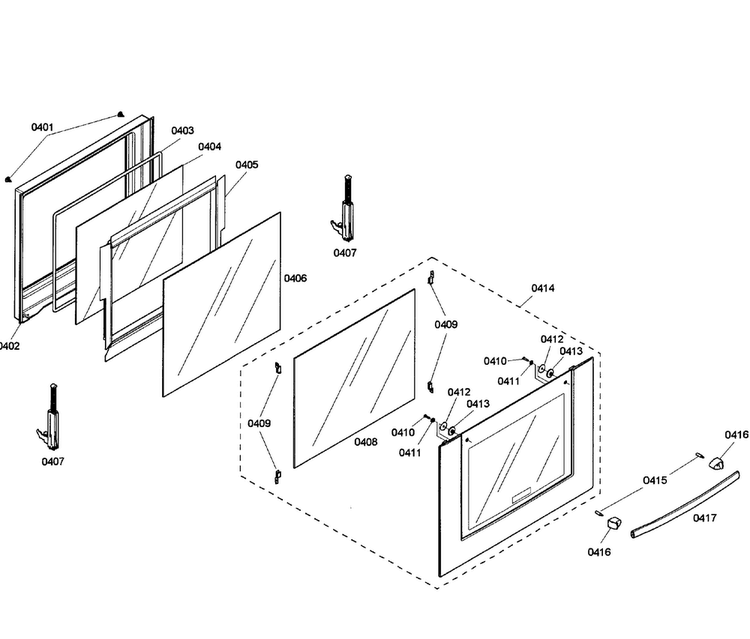 Door Assy Diagram and Parts List for HBL3460UC 01 Bosch Wall Oven