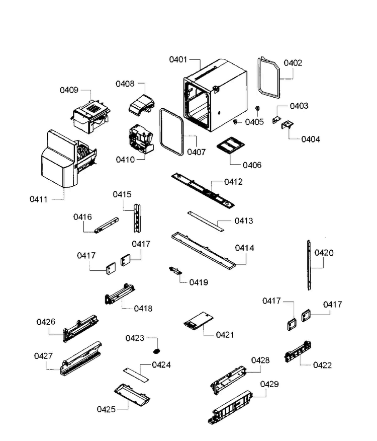 Ice Maker Diagram and Parts List for B26FT80SNS 01 Bosch Refrigerator