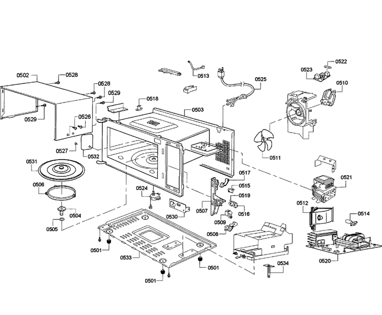 Microwave Parts Diagram and Parts List for HBL5760UC 08 Bosch Microwave