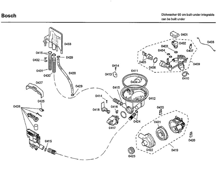 Pump Diagram and Parts List for SHX33A05UC 40 Bosch Dishwasher