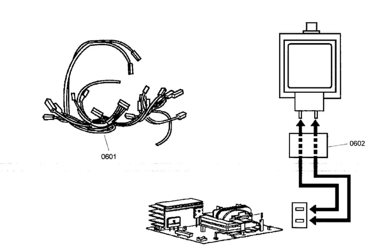 Wiring Harness Diagram and Parts List for MEMCW301EB01  Thermador Microwave