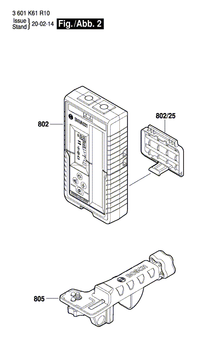 Bosch 3601k61r10 2 Diagram and Parts List for 3601K61R10  Bosch Laser Level