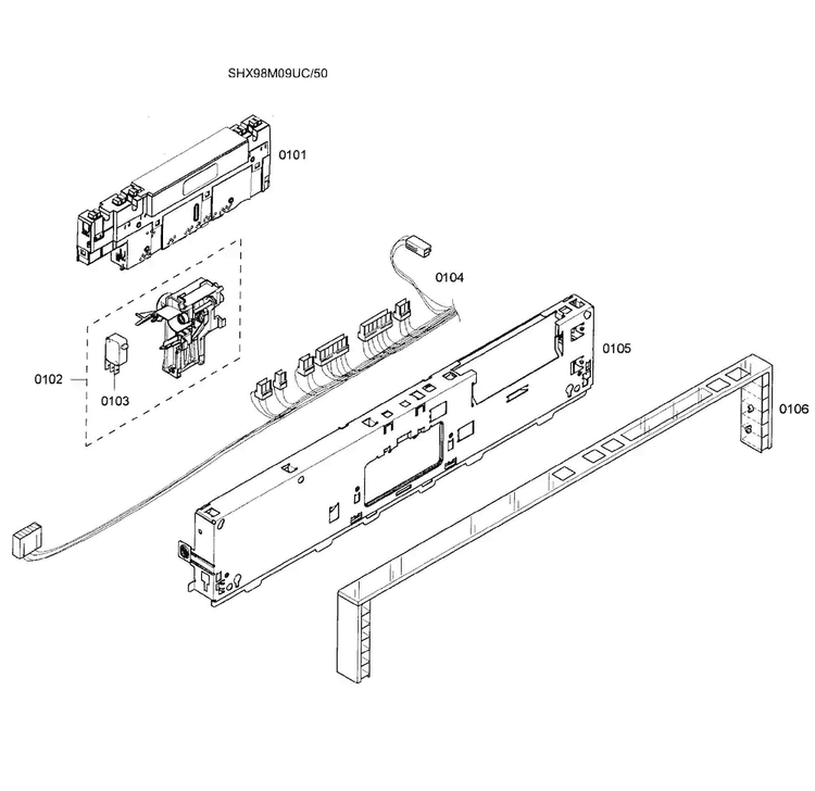 Control Panel Diagram and Parts List for SHX98M09UC 50 Bosch Dishwasher