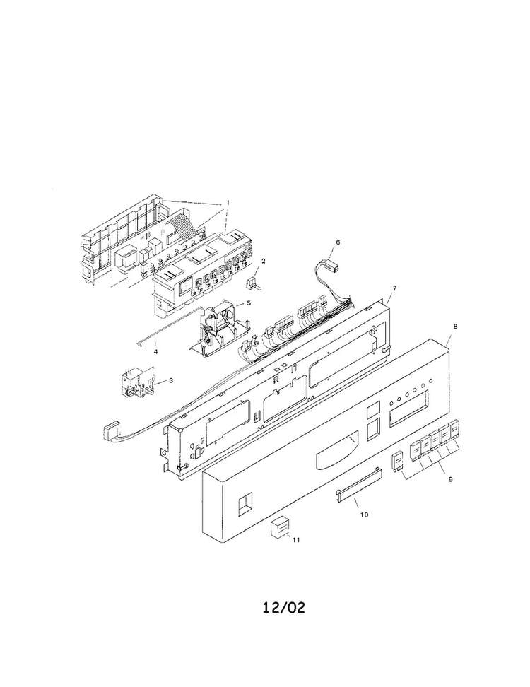 Fascia Panel Diagram and Parts List for SHU5316UC 12 Bosch Dishwasher