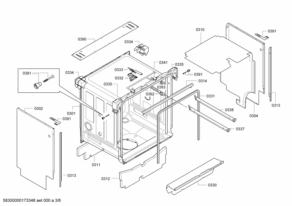 Diagram 3 Diagram and Parts List for SHV9PT53UC-70  Bosch Dishwasher