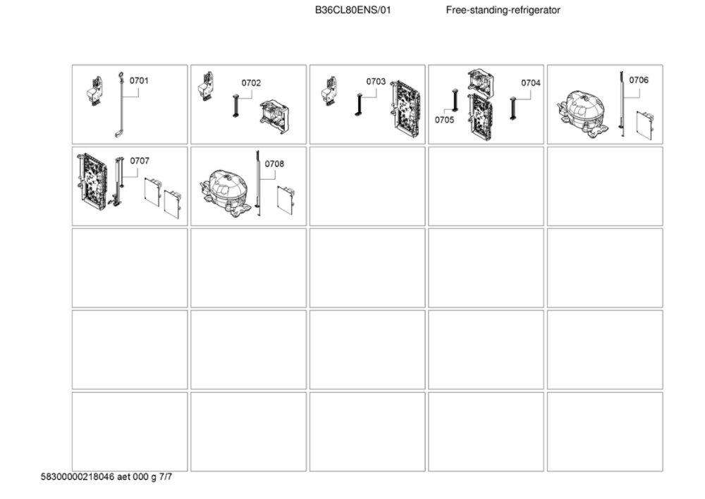 Wires Diagram and Parts List for B36CL80ENS 01 Bosch Refrigerator
