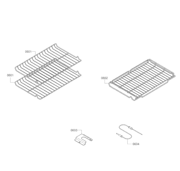 Shelfs Diagram and Parts List for HES7282U 06 Bosch Range