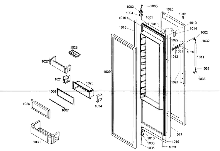 Door Assy 1 Diagram and Parts List for KBUDT4865E 01 Thermador Refrigerator