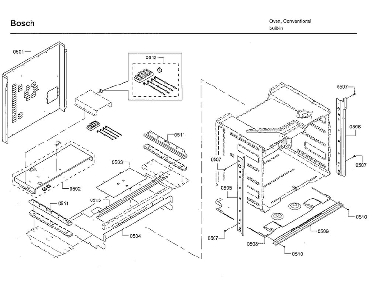 Frame Diagram and Parts List for HBL8752UCC 01 Bosch Microwave Oven Combo