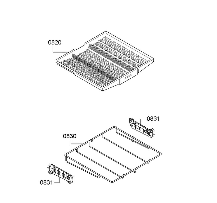 Cutlery Basket Diagram and Parts List for SGX68U55UC B4 Bosch Dishwasher