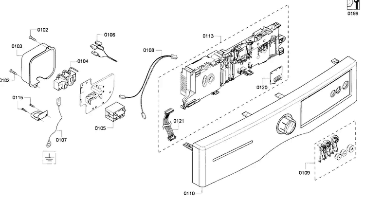 Fr Panel Diagram and Parts List for WTVC533CUS 09 Bosch Dryer