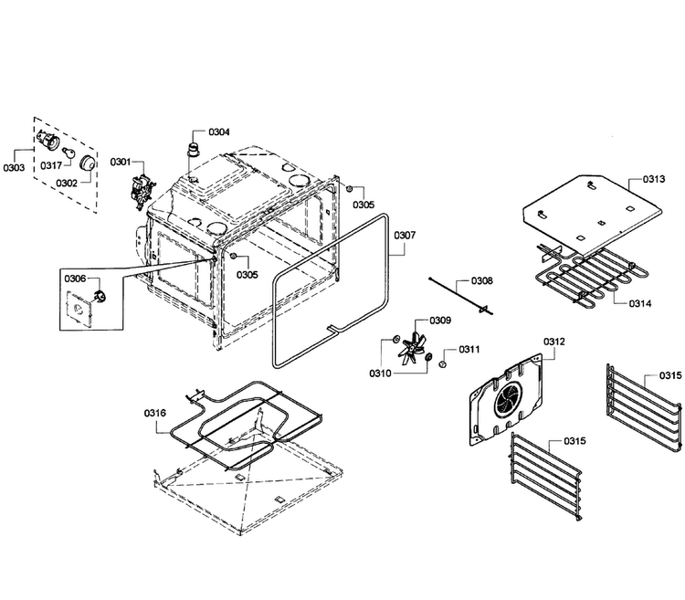 Oven Upper Diagram and Parts List for HBL3550UC 09 Bosch Wall Oven