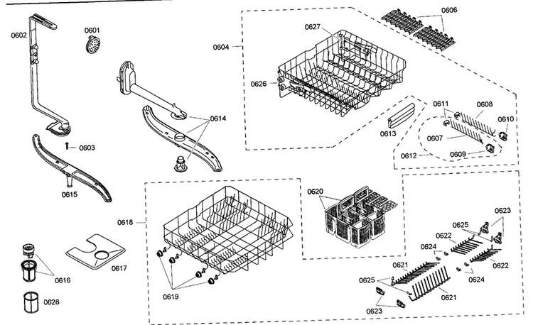 Accessories Diagram and Parts List for SHX55M02UC 46 Bosch Dishwasher