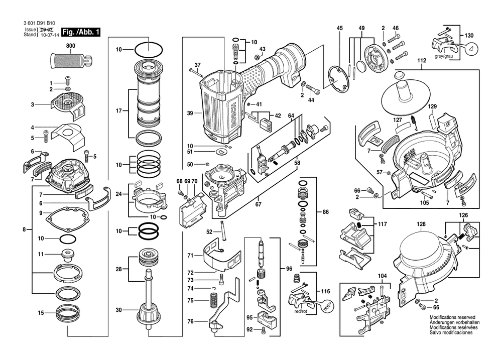 Diagram Diagram and Parts List for RN175 3 601 D91 B10 Bosch Nailer