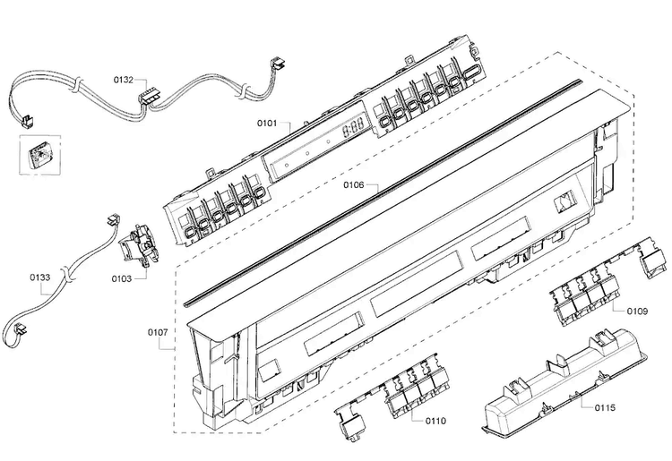 Control Panel Diagram and Parts List for SHE53TF2UC 02 Bosch Dishwasher