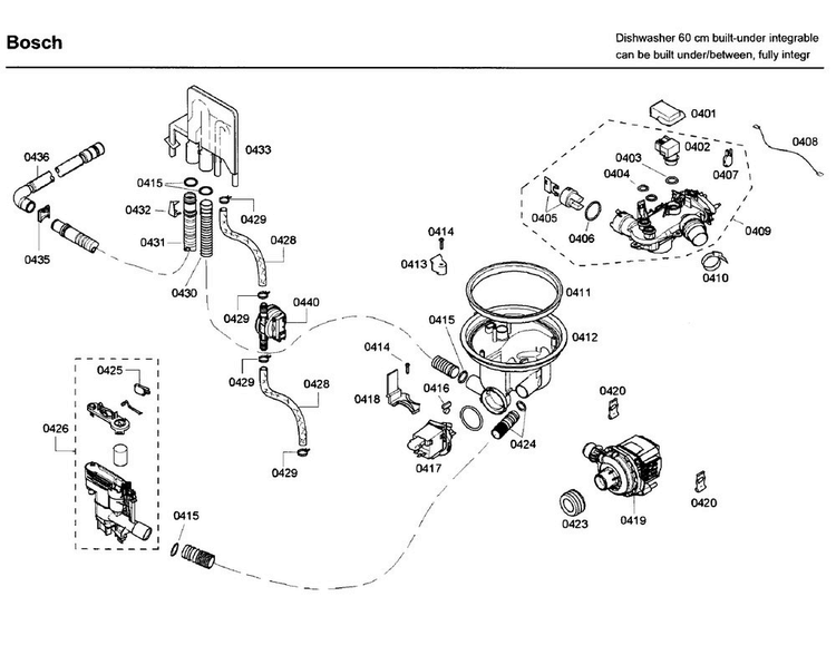 Pump Diagram and Parts List for SHV68P03UC 58 Bosch Dishwasher