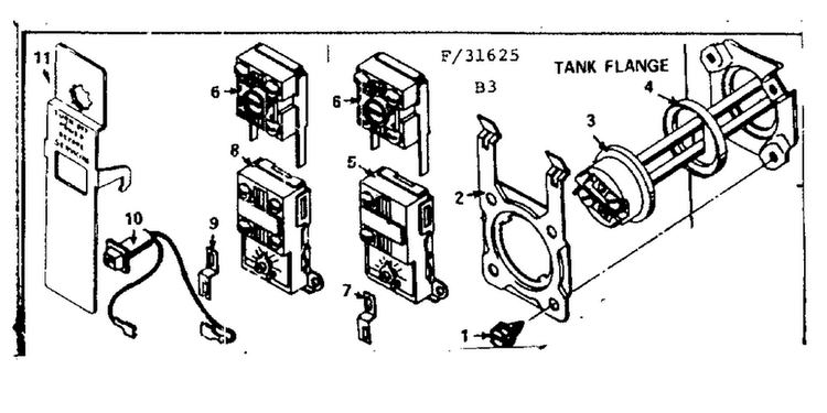 Tank Flange Diagram and Parts List for 15331625  Kenmore Water Heater